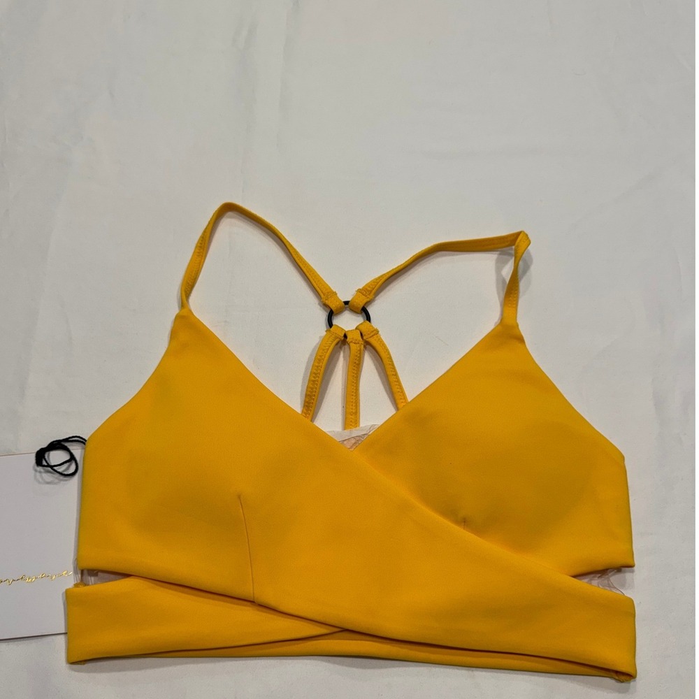 Lovewave The Rian Bikini Top Wrap Cut Out Racerback Size XXS Yellow NWT